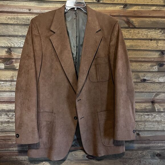 Vintage Kingsridge A Davis Ft Worth Men’s Suede Suit Jacket Sz 44 Custom Fabric - Picture 10 of 10